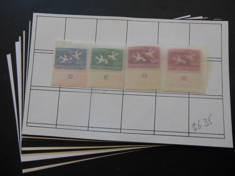 GUINEA : Mint & Used collection on cards of Air Mail between 1962-1982. Cat $173