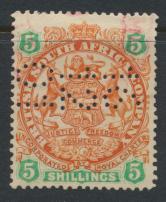 British South Africa Company / Rhodesia SG 49 SC# 38   Revenue perfin used se...