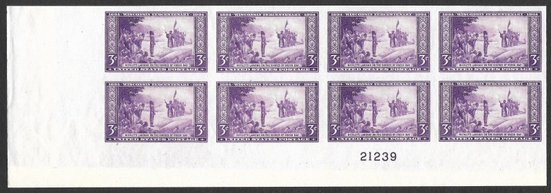 Doyle's_Stamps: Matched MNH 1935 3c Wisconsin Spec Prt PNB+ Scott #755** NGAI