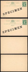 Gibraltar QV 1/2d QV a reply card (separated into 2 parts) opt SPECIMEN