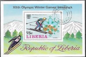 Liberia. Souvenir Sheet - Airmail. 1976. Olympics. Innsbruck. Austria.