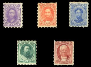 United States Possessions, Hawaii #30-34 Cat$396, 1864-86 1c-18c, set of five...