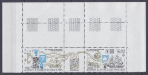 1985 French Antarctic Territory 206-207strip+Tab Ships with sails 8,50 €