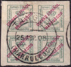 Spanish Morocco 1903 Sc 1a block used Tanger cancel