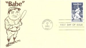 1983 FDC, #2046, 20c Babe Ruth, JM D-676