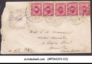 EGYPT - 1940 AIR MAIL ENVELOPE TO NEW ZEALAND WITH STAMPS CENSORED