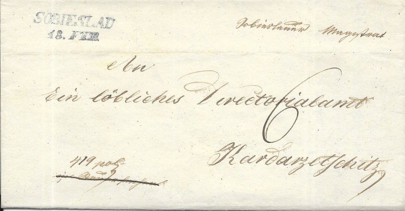 Czech Republic Stampless Cover - Sobieslau - 1844