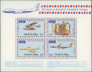 Trinidad & Tobago #268-271a, Complete Set(5), 1977, Airplanes, Never Hinged