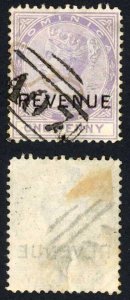 DOMINICA SGR2 1879 Wmk Crown CC opt REVENUE fine used