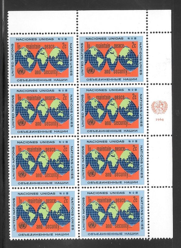 United Nations #125 MNH Margin Inscription Block of 8