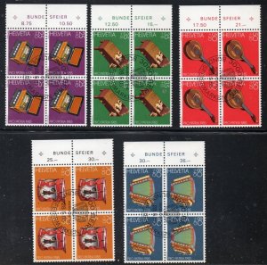 Switzerland ScB513-517 1985 Pro Patria  Music Museum Blocks of 4 used