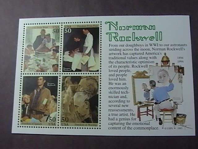 U.S.# 2840--MINT/NEVER HINGED--SOUVENIR SHEET--NORMAN ROCKWELL---1994