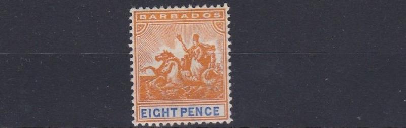 BARBADOS  1905 SG 142  8D  ORANGE  & ULTRAMARINE MH  CAT £65