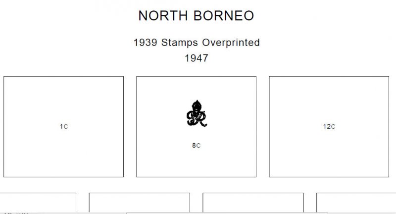 PRINTED BRITISH NORTH BORNEO 1883-1963 STAMP ALBUM PAGES (32 pages)