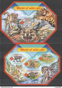 2014 Solomon Islands World Of Wild Cats Animals #2662-66 1+1 ** Ls243