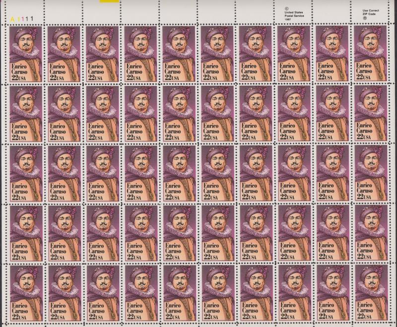 US #2250   Enrico Caruso   Full sheet of 50  MNH