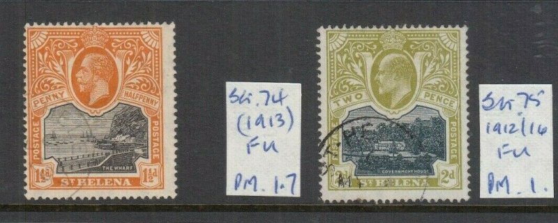 ST HELENA 1912 1.5D AND 2D USED SG74 AND SG75