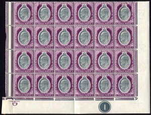 Malta SG93 KEVII 3d WAR TAX U/M PLATE Block of 24 (22 x U/M)