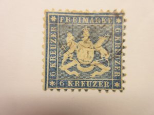 German States WURTTEMBERG Scott 37 USED, TINY THIN,  Lot11 Cat $55