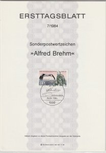 1984 Germany (Berlin) - FD Card (ETB) Sc 9N495 Alfred Brehm, Zoologist