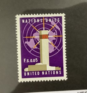 United Nations in Geneva 1969  Scott 1  MNH - 5c,  Headquarters in NY