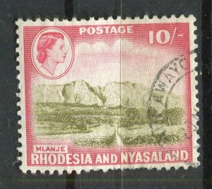 RHODESIA/NYASALAND; 1950s early Pictorial QEII issue used 10s. value