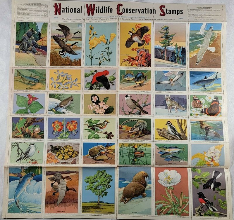 Lot of 7 National Wildlife Conservation Stamps Sheets. 1950 - 1959