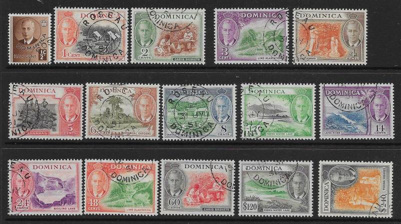 DOMINICA SG120/34 1951 DEFINITIVE SET USED