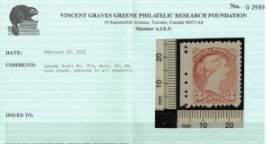 Canada #37a Very Fine Never Hinged Left Margin Example **With Certificate**