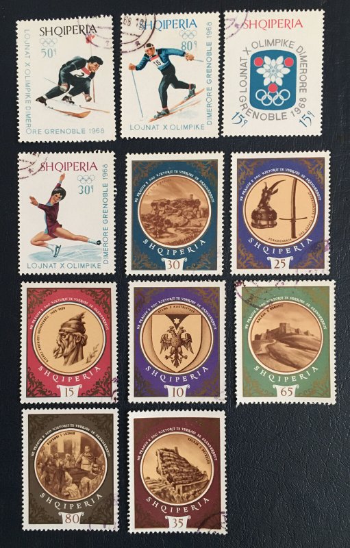 Albania,1967, Sc#1103,1095-1100,skanderbeg,wintet Olympic,sky, Sport,