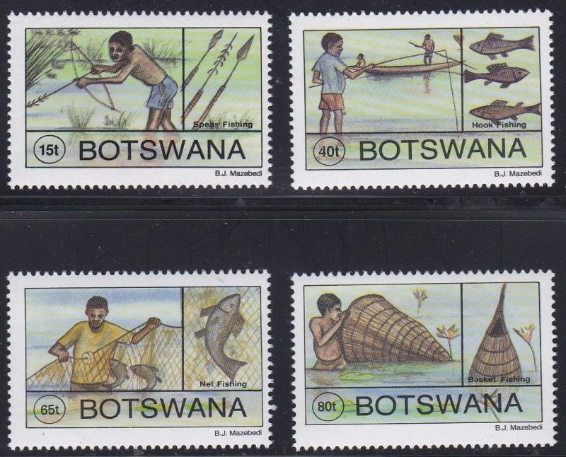 Botswana # 578-581, Traditional Fishing Methods, NH, 1/2 Cat.