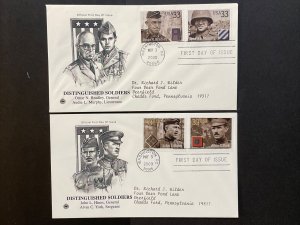 2000 US FDC Distinguished Soldiers Sc# 3393-6 Complete Set of 2 PCS Cachets