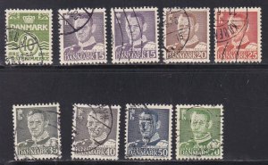 Denmark # 318-324, 326 & 319b, King Frederik IX, Used, 1/3 Cat.