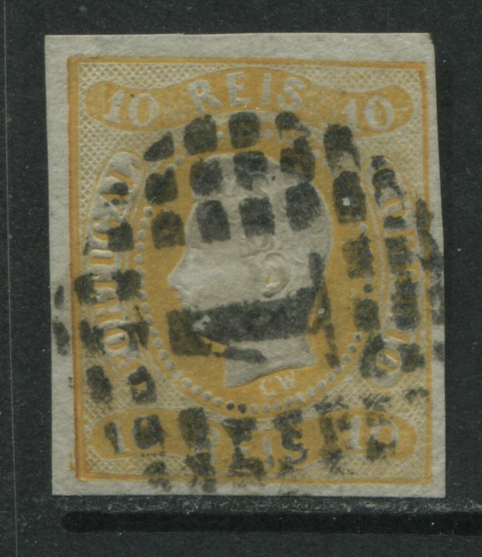 Portugal 1866 10 reis yellow used