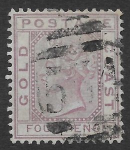 Gold Coast 4d red violet Queen Victoria issue of 1876, Scott 7 Used