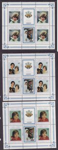 Aitutaki-Sc#268-70- id13-unused NH sheets-Royal Baby-Princess Diana-1982-