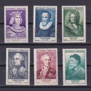 FRANCE 1955, Sc #B294-B299, CV $129, Portraits, MH