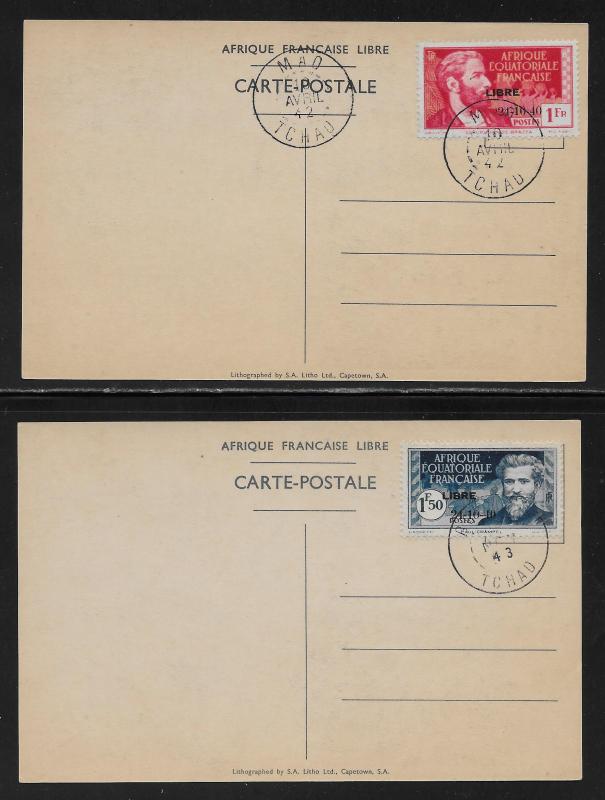 FRENCH EQUATORIAL AFRICA SC# 129a-132a on cards  VF/U    1940