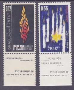 Israel 220-21 MNH 1962 Heroes & Martyrs Day Jewish Victims of Nazi Persecution