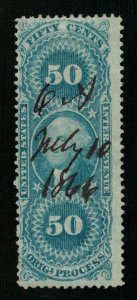 1862 - 1871 U.S. Inter. Revenue Origl. Process 50c Blue (ТS-2140)