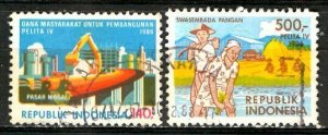 Indonesia: 1986; Sc. # 1290-1291,  Used Cpl. Set