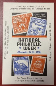 National Philatelic Week, November 16-21, 1936, Souvenir Sheet, Poster Stamp