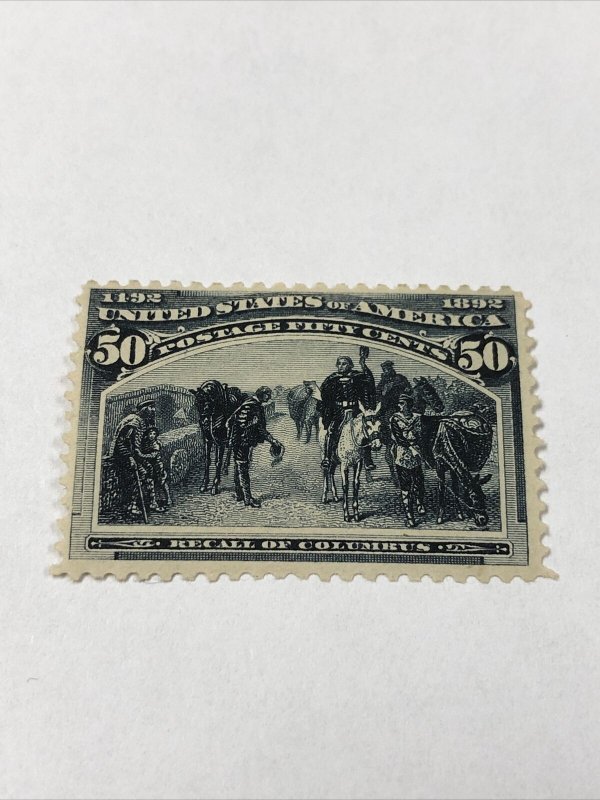 US 240 Recall Of Columbus 50C Mint Original Gum Fine - Very Fine Deep Rich Color 