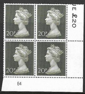 1970 20p Decimal Machin Cylinder 64 UNMOUNTED MINT