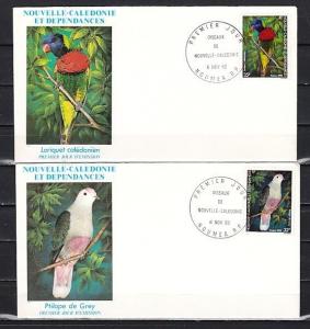 New Caledonia, Scott cat. 479-480. Native Birds issue on 2 First day covers.