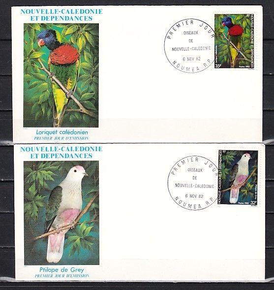 New Caledonia, Scott cat. 479-480. Native Birds issue on 2 First day covers.