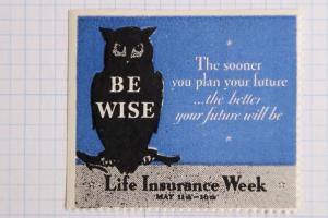 Be Wise Owl Life Insurance week plan future industry policy Poster stamp ad