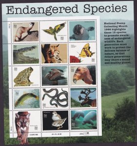 Scott #3105 (3091-3105) Endangered Species Sheet of 15 Stamps - MNH