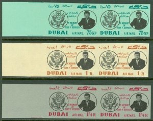 EDW1949SELL : DUBAI 1964 Scott #C25-27 JFK Imperf pairs. Very Fine, Mint NH.