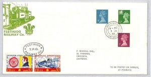 GB Wales FESTINIOG RAILWAY FDC 10p Letter Stamps Pair Porthmadog 1986 ZR85 